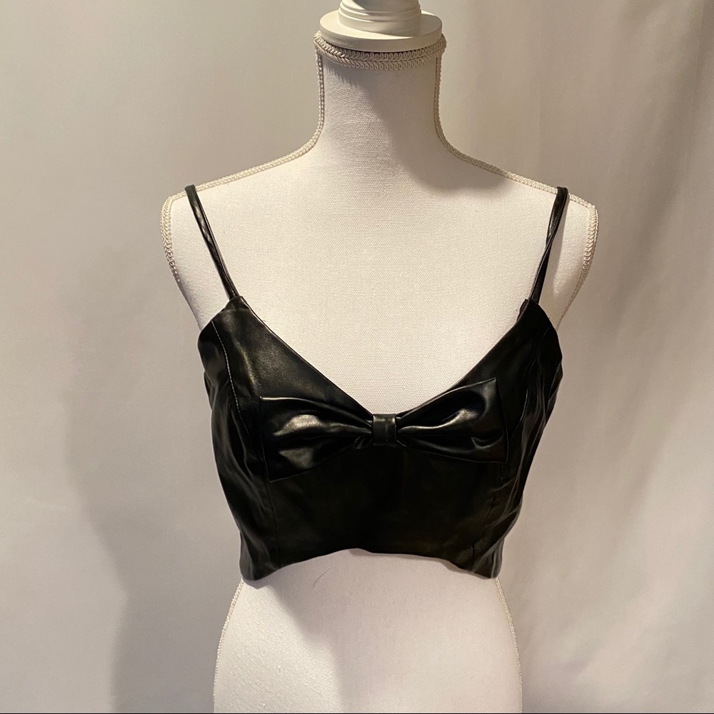 Faux Leather Bow Front Zip Back Cami NWT❤️ - Picture 4 of 8